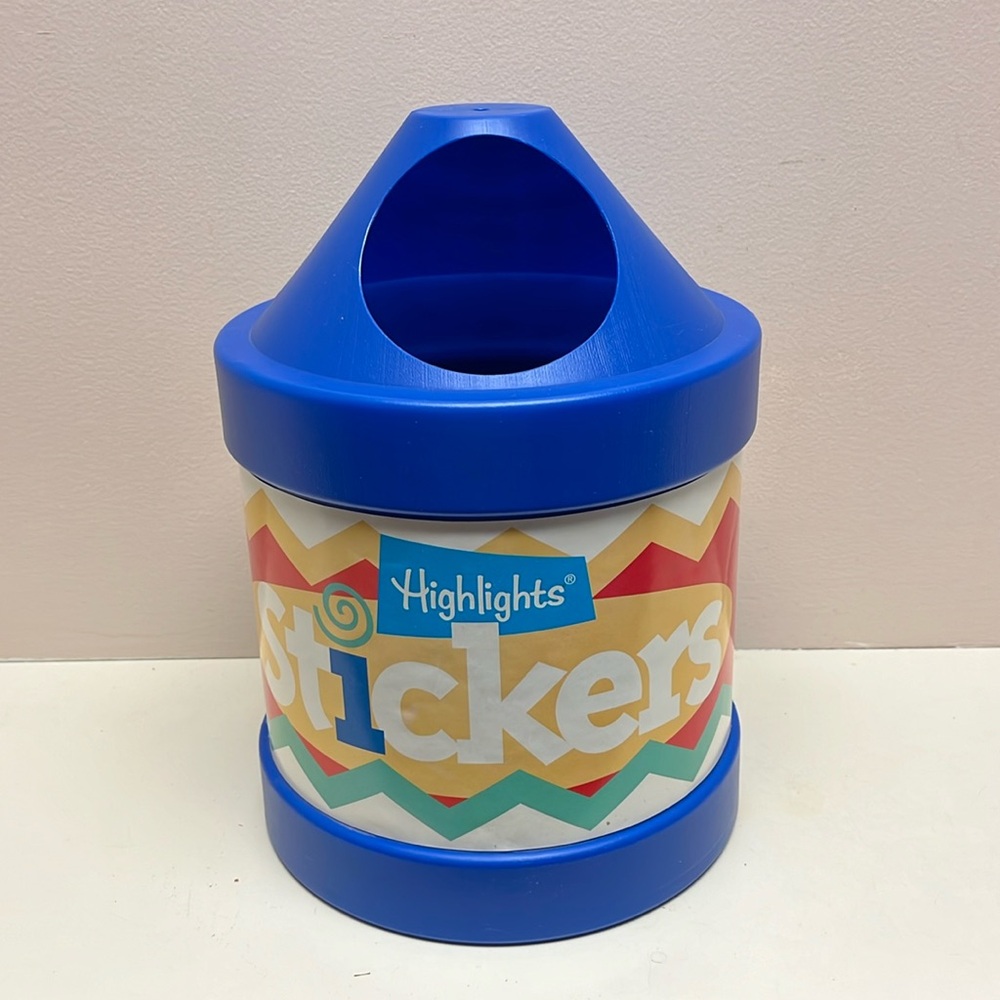 🖍️Vintage Unique Blue Plastic Crayon Shaped Container